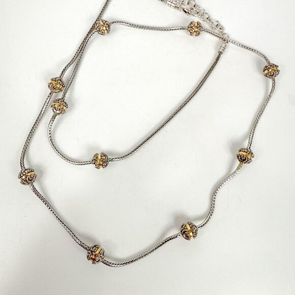 Brighton Mixed Metal 9 Station Chain Necklace Silver Gold - Picture 4 of 5